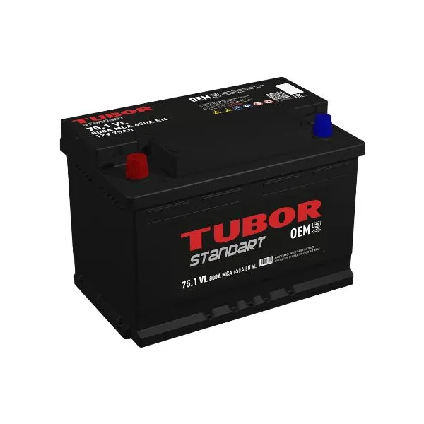 Аккумулятор TUBOR Standart 75 Ач 650 А (EN), обратная полярность, LN3